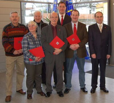 Die Geehrten mit MdL Alexander Fuhr und Wolfgang Gunkelmann